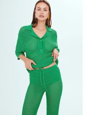 Simon Miller Bright Green Crochet Cover Up Pants